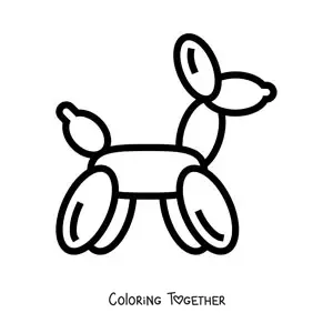 Coloring page of a balloon shaped like a dog