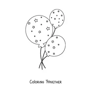 Coloring page of three balloons with stars