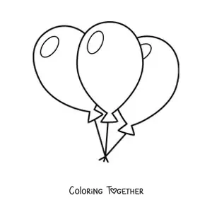 Coloring page of three big balloons
