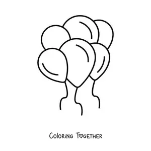 Coloring page of several inflated balloons
