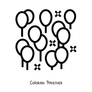 Coloring page of several party balloons