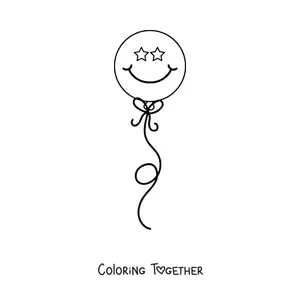 Coloring page of a balloon with a smiling face