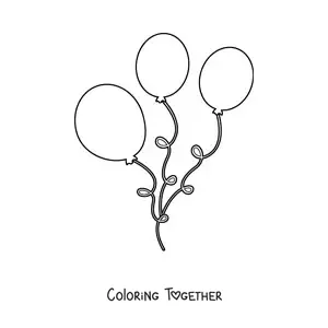 Coloring page of three balloons