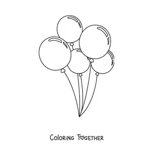 Coloring page of five balloons