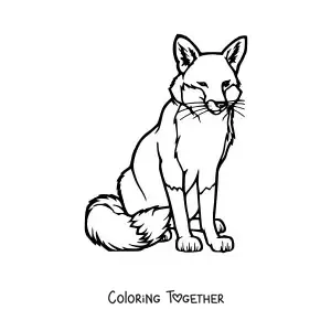 Coloring page of a wild fox sitting