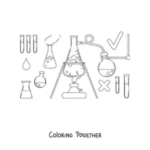 Coloring page of chemical distillation