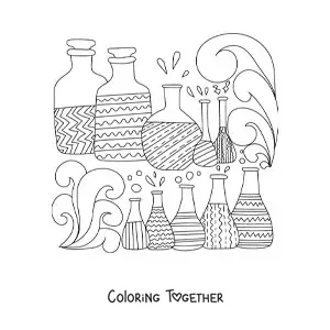 Coloring page of several chemical substances