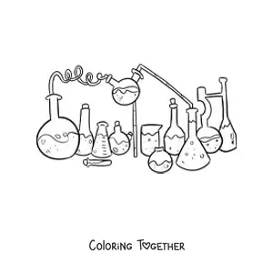 Coloring page of chemical instruments