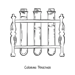 Coloring page of chemical reagents in test tubes