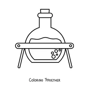Coloring page of a chemical solution in a flask