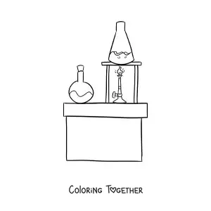 Coloring page of a chemistry laboratory