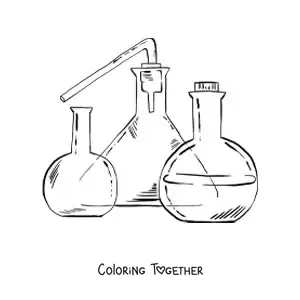Coloring page of chemistry laboratory instruments