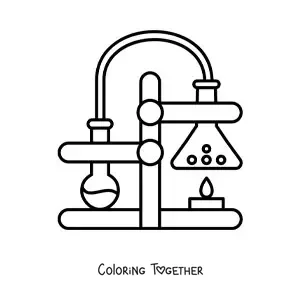 Coloring page of the distillation process