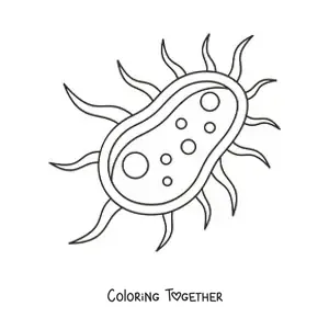 Coloring page of a bacterial cell