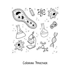 Coloring page of a cell biology icon