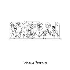 Coloring page of the science of botany