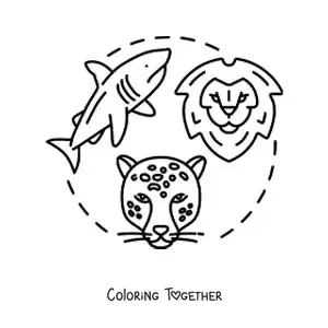 Coloring page of predatory animals