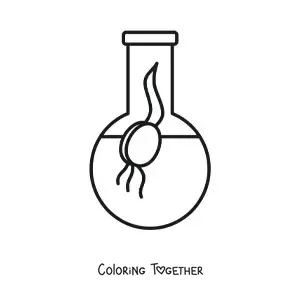 Coloring page of a seed germinating