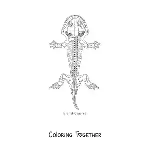 Coloring page of a branchiosaurus amphibian fossil
