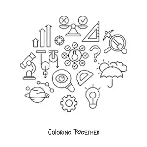 Coloring page of elements studied in classical physics