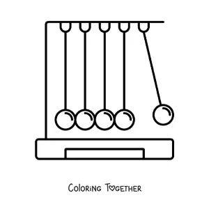 Coloring page of a Newton's cradle