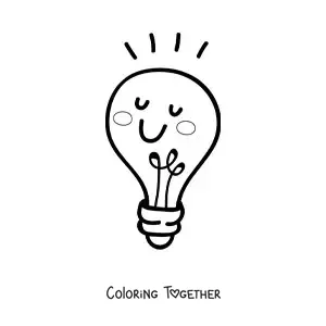 Coloring page of a light bulb glowing through the photoelectric effect