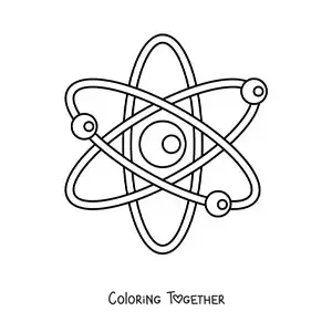 Coloring page of a model of the atom