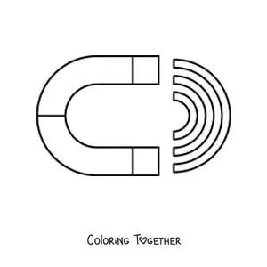 Coloring page of a magnet and its magnetism