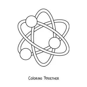 Coloring page of subatomic particles
