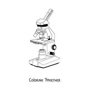 Coloring page of the parts of a modern compound microscope