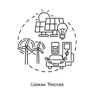 Coloring page of the elements of renewable energy