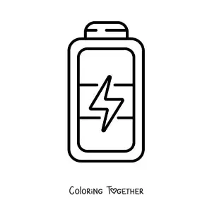 Coloring page of a fully charged battery