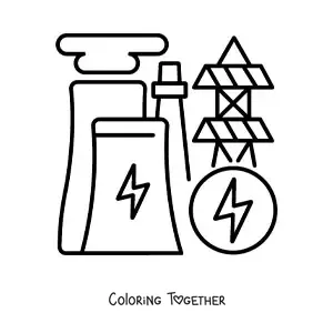 Coloring page of an electric power generation plant