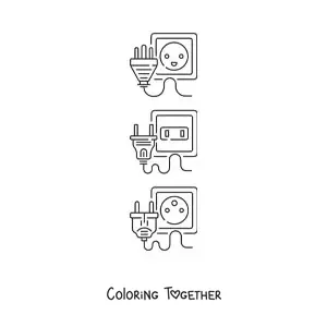 Coloring page of types of electrical outlets