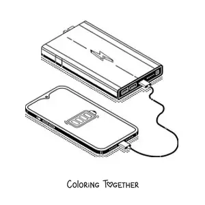 Coloring page of a portable charger