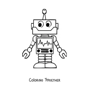 Coloring page of a robot for kids