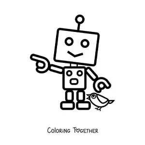 Coloring page of a robot made of polygons