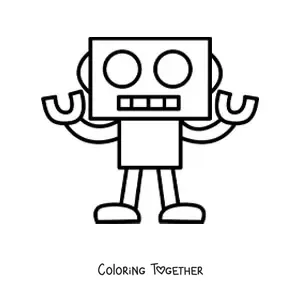 Coloring page of a robot drawn with geometric shapes