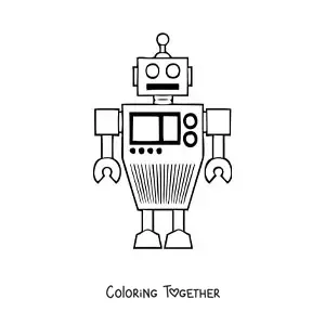 Coloring page of a robot drawn with geometric figures
