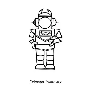 Coloring page of a space robot