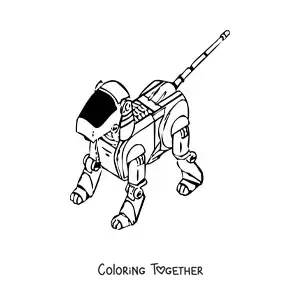 Coloring page of a robot dog