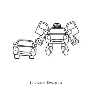 Coloring page of a Transformer robot