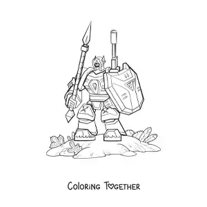 Coloring page of a large military robot