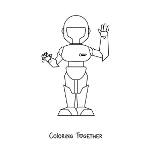 Coloring page of a humanoid robot