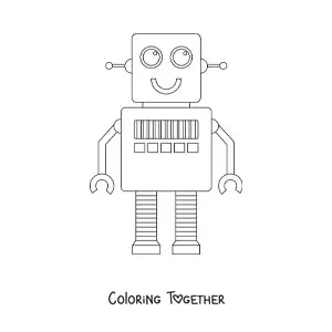 Coloring page of a smiling robot for kids