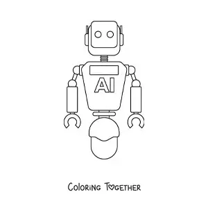 Coloring page of a robot with artificial intelligence