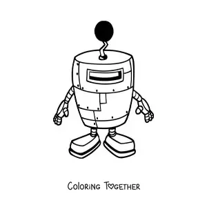 Coloring page of an evil robot