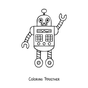 Coloring page of a cartoon robot