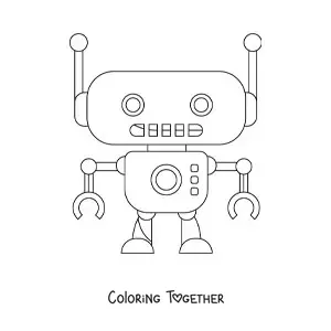 Coloring page of a small robot