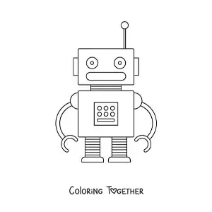 Coloring page of a small robot for kids